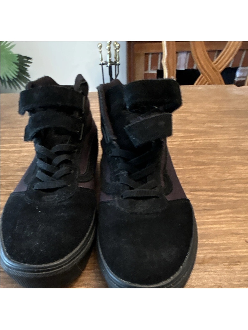 Vans Black High-Top Suede Sneakers with Velcro Straps